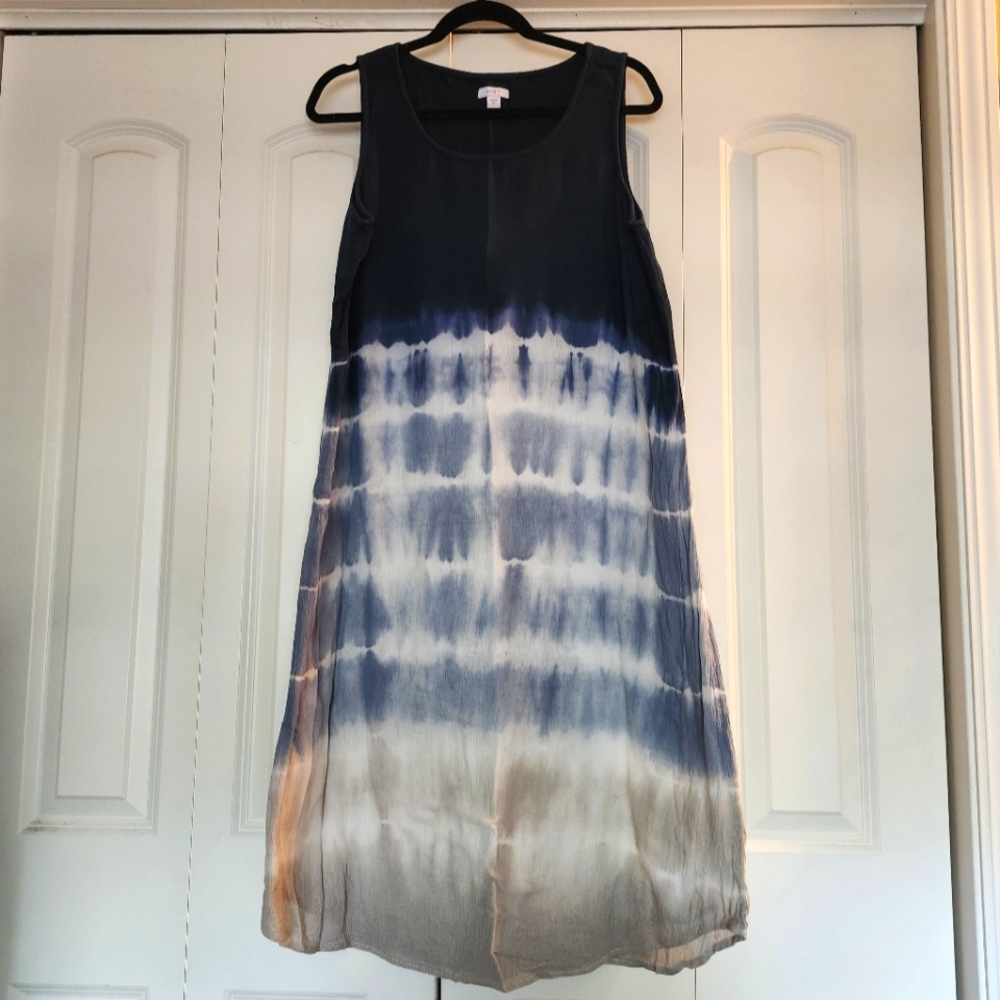 PureJill cotton blend blue tie dye midi dress